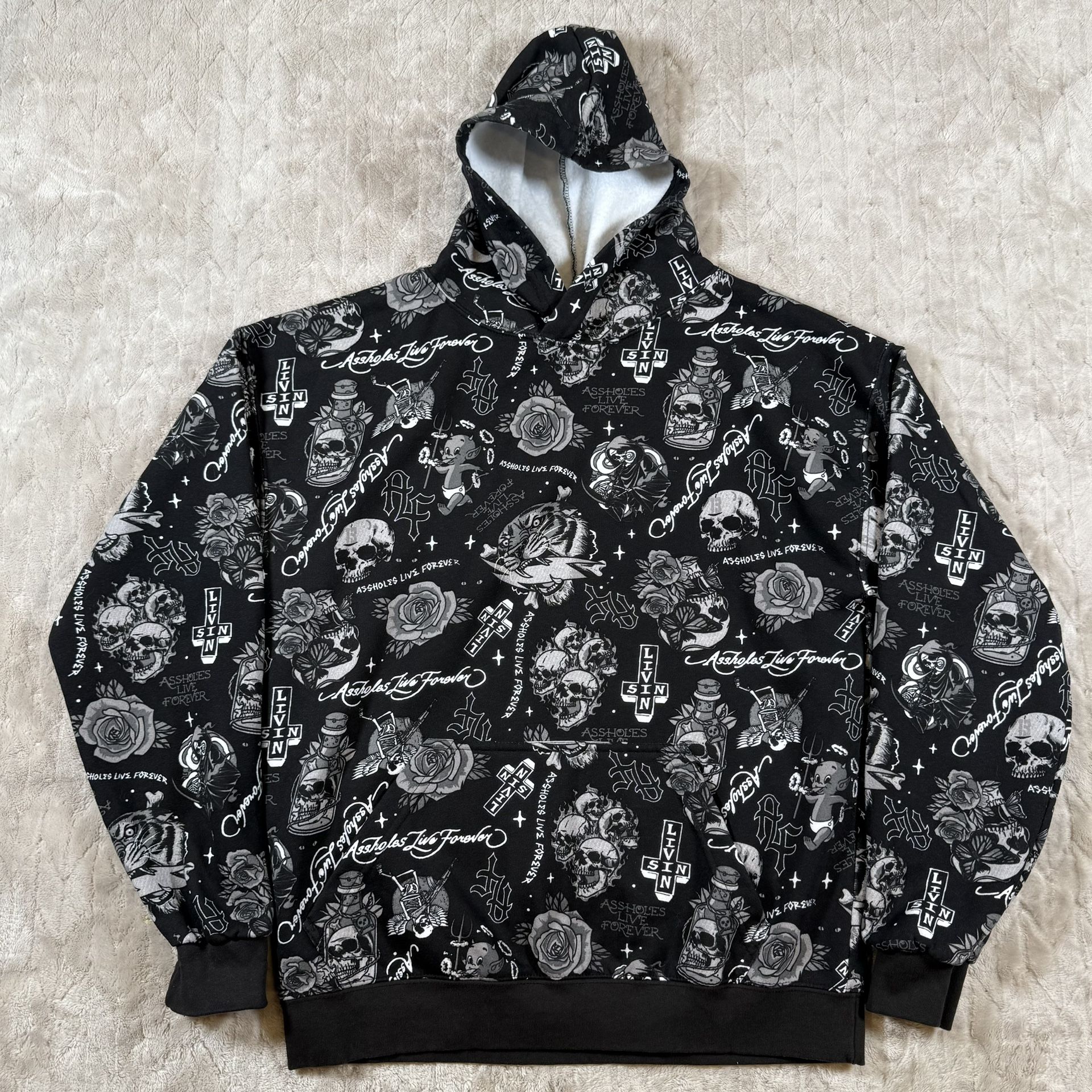 A**holes Live Forever Pullover Hoodie Sz M
