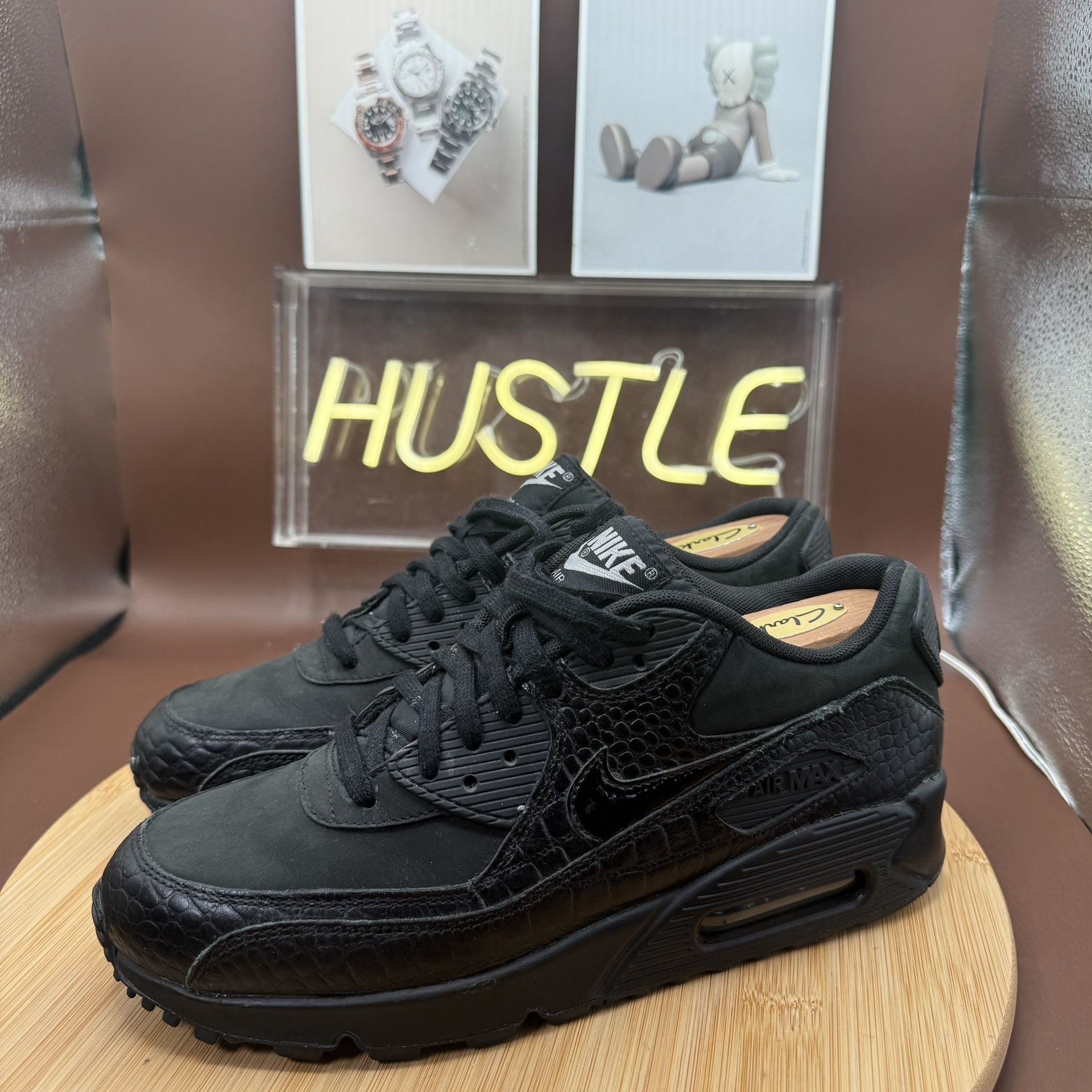 NikeAir Max 90 Premium Black Reptile Sneakers Sz 8.5 - photo 3