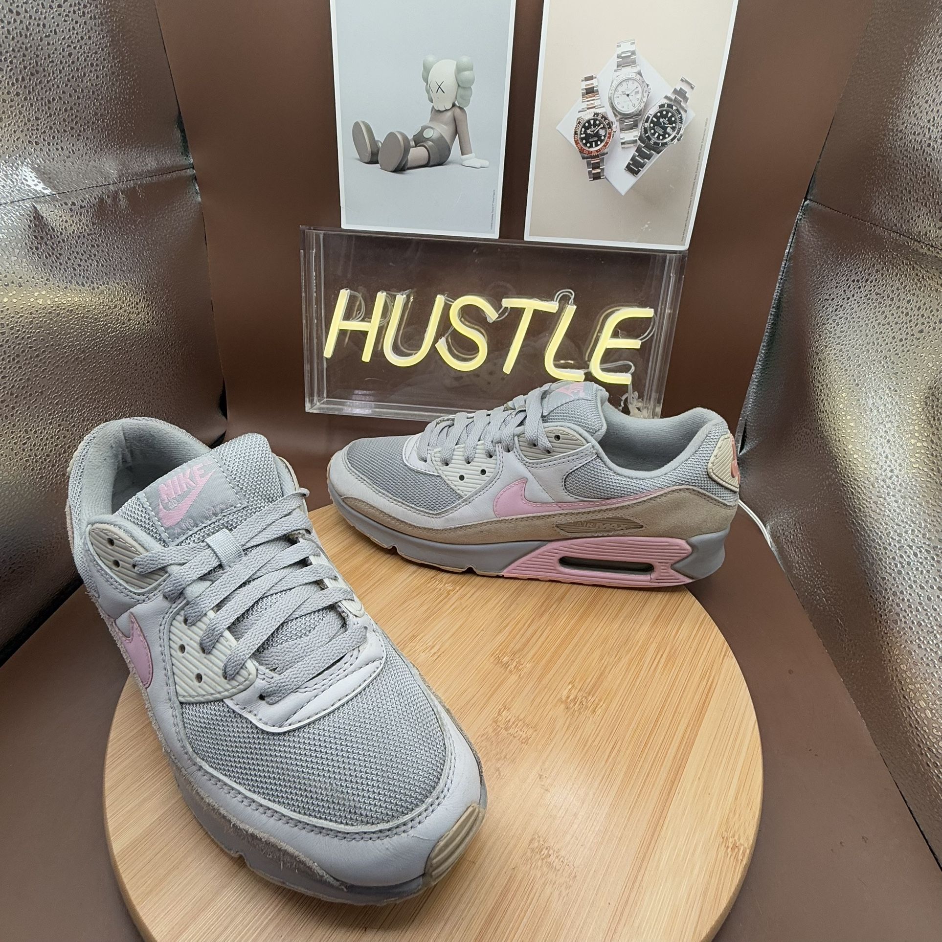 Nike Air Max 90 Grey Pnk String Men’s Size 9.5