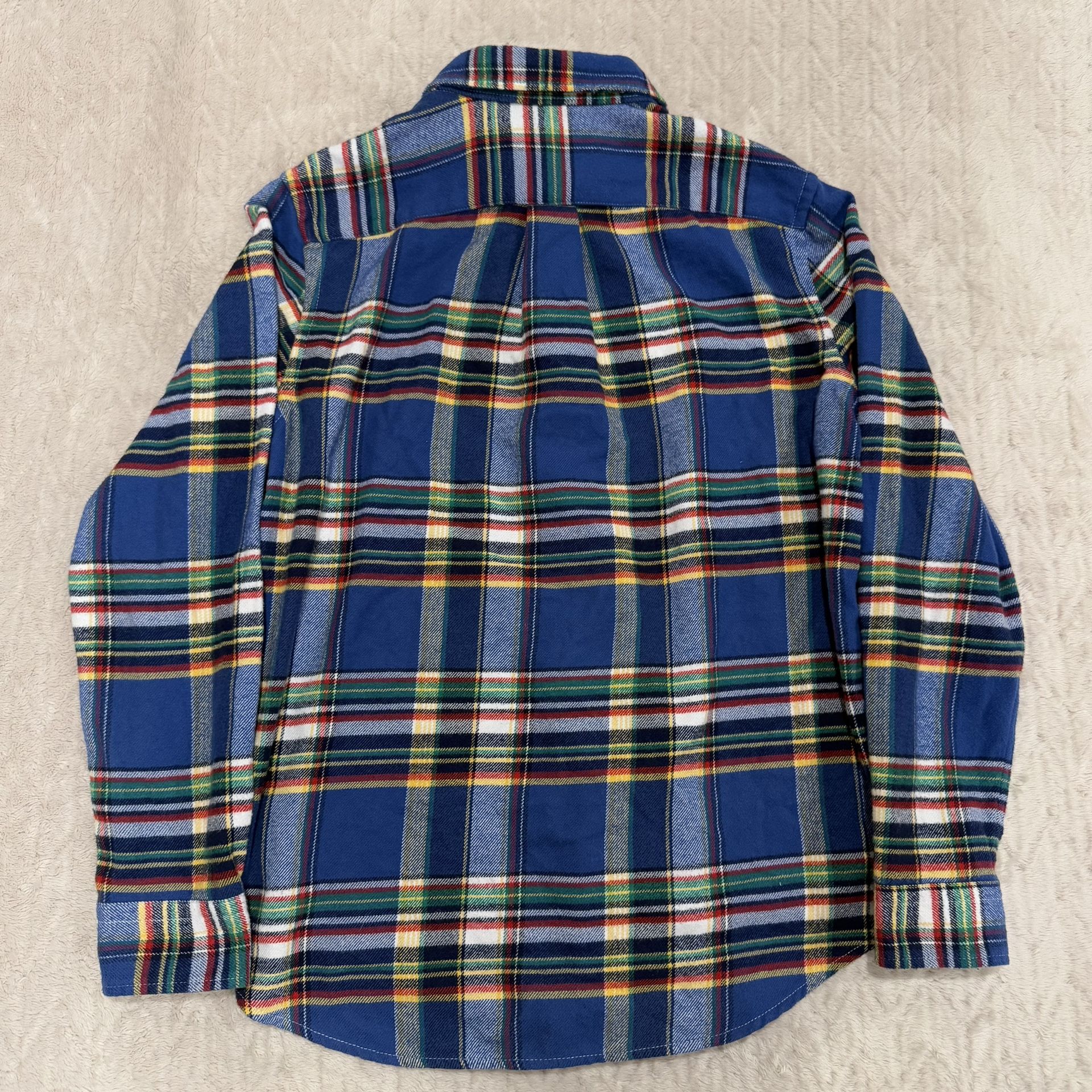 Polo Ralph Lauren boys Sz L/G 14/16 blue flannel plaid button do - photo 2