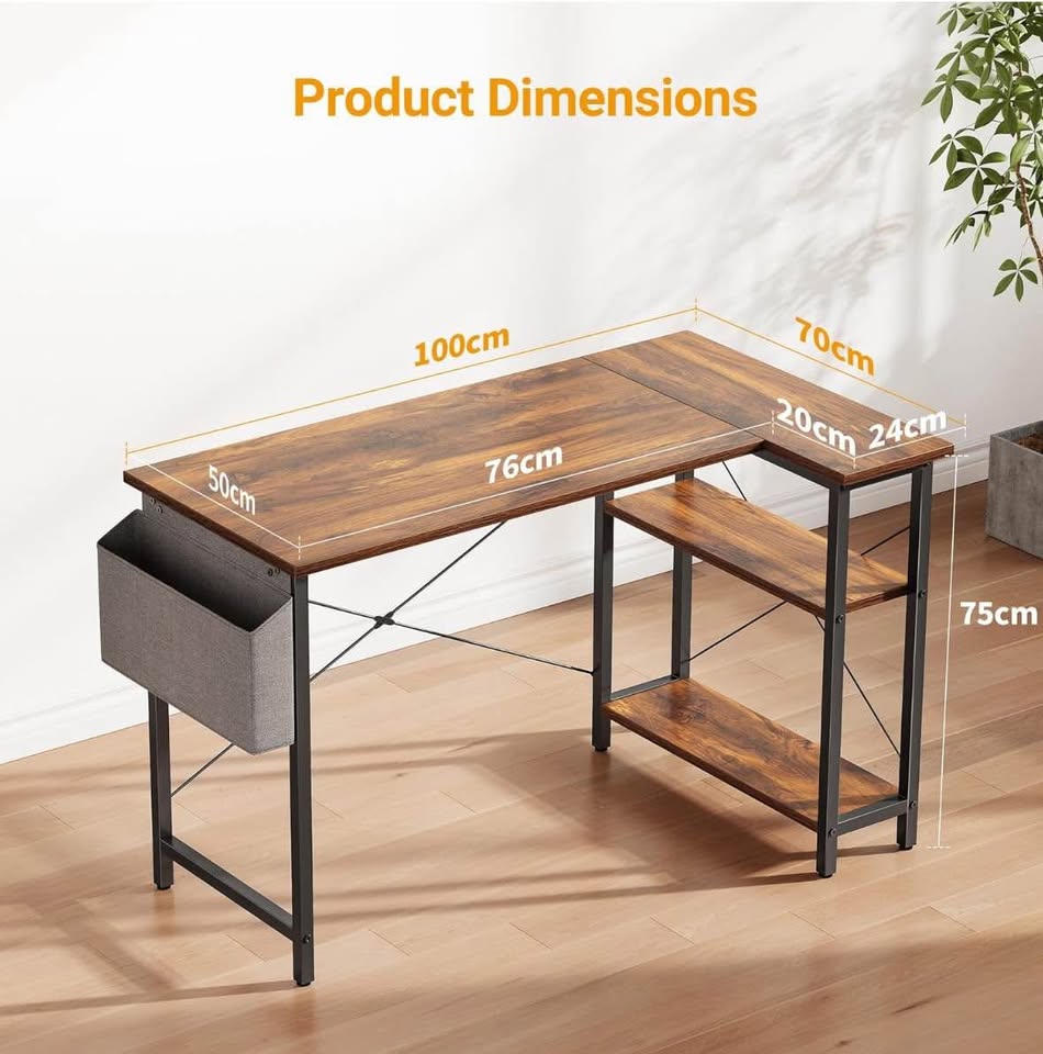 Black corner desk with shelves (L-Shaped) - photo 3