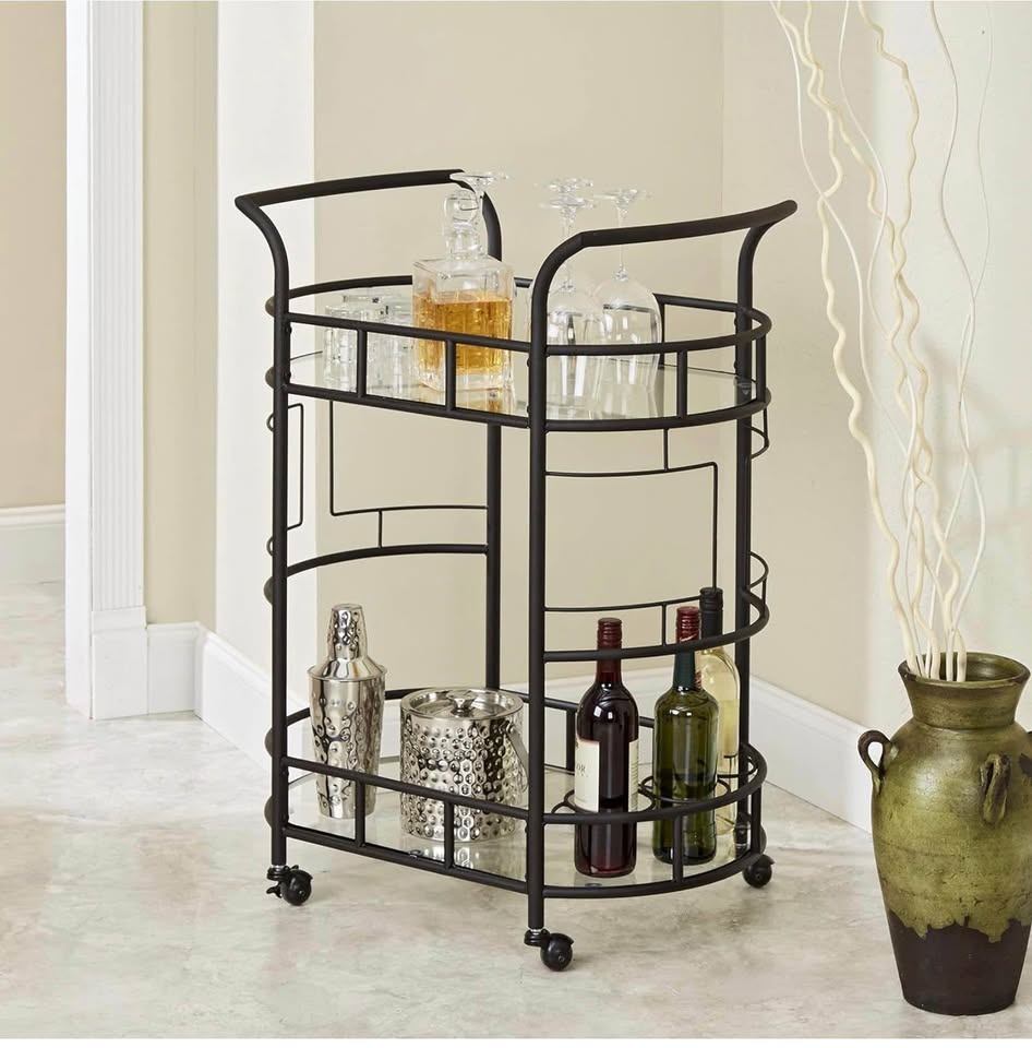 Metal Glass Bar Cart - photo 2