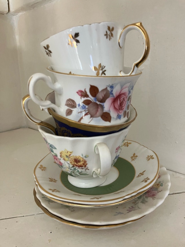 China cups with matching saucers