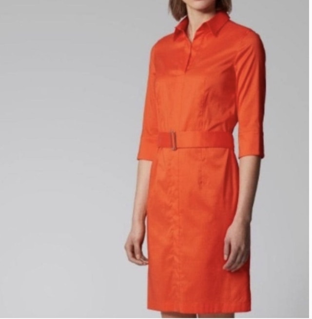 Hugo Boss Dashina3 Orange Cotton blend Shirt Dress-Size 6 - photo 2