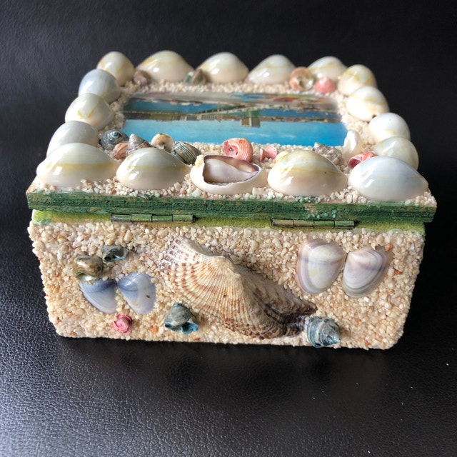 Vintage 50s trinket/jewelry box w/ picture Port Zadar Yugoslavia - photo 4