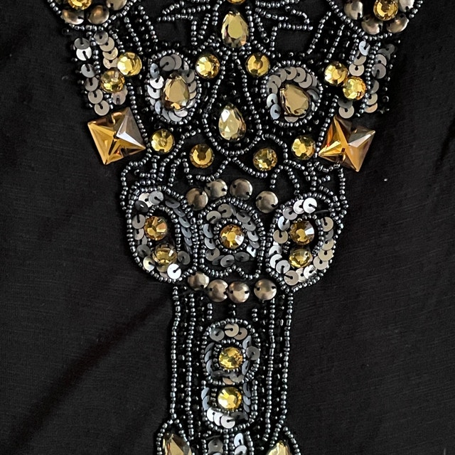 Halé Bob Black Crystal Beaded Sleeveless Silk Tunic Top Dress-Sm - photo 3