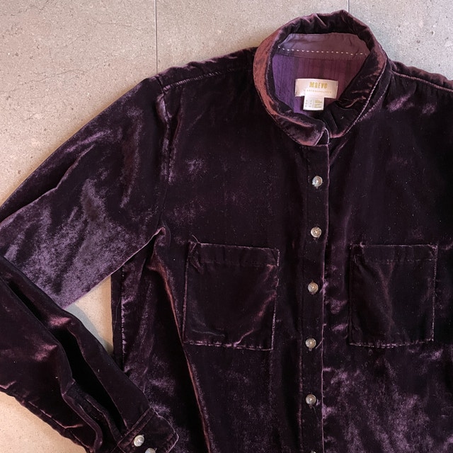 Maeve Anthropologie Velvet Wine Red Shirt Blouse-Size 2 - photo 2