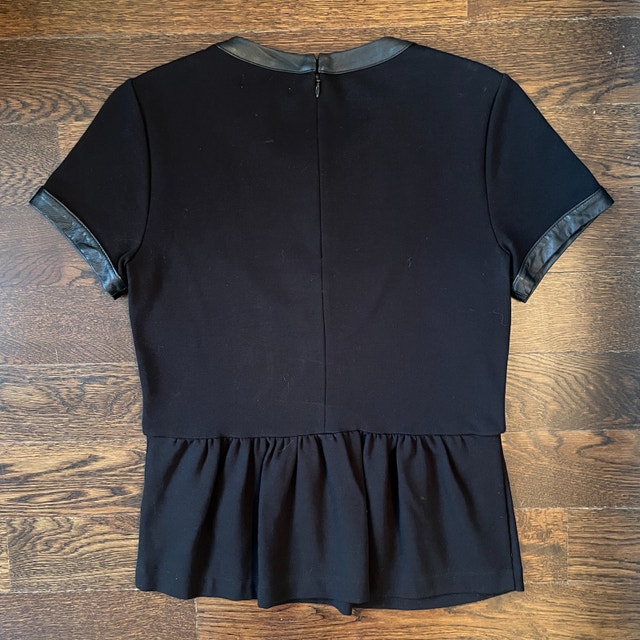 Madewell Black Leather Trim Peplum Top-Size XS - photo 5