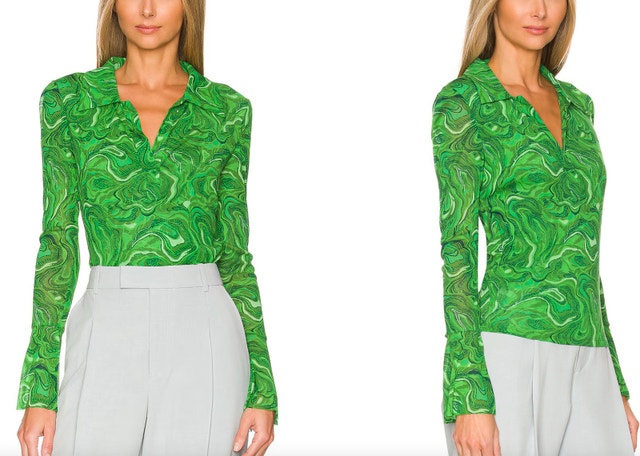 Diane Von Furstenberg Mackenzie Mesh Top-Marble Green-Medium - photo 4