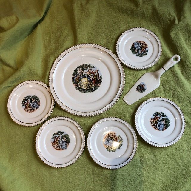 7 piece Harker Pottery cake/dessert set