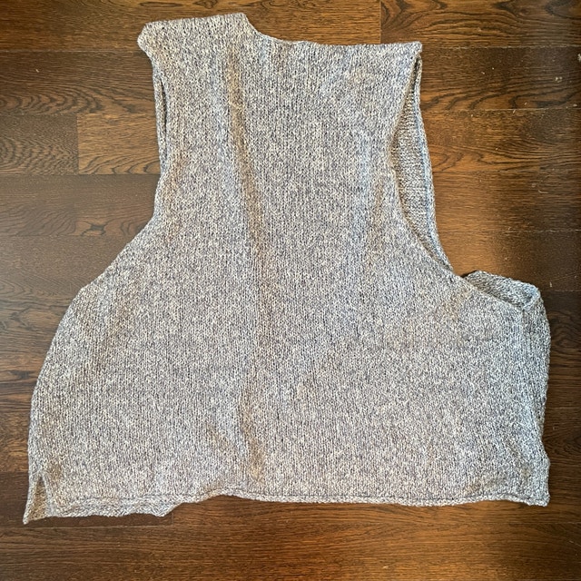 Eskandar Open Sweater Vest Gray Oversize Knit-One Size - photo 3