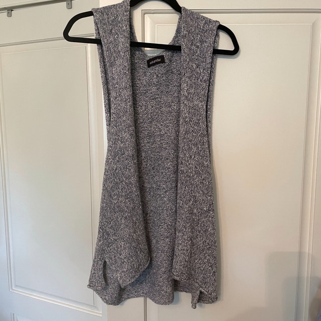 Eskandar Open Sweater Vest Gray Oversize Knit-One Size - photo 4