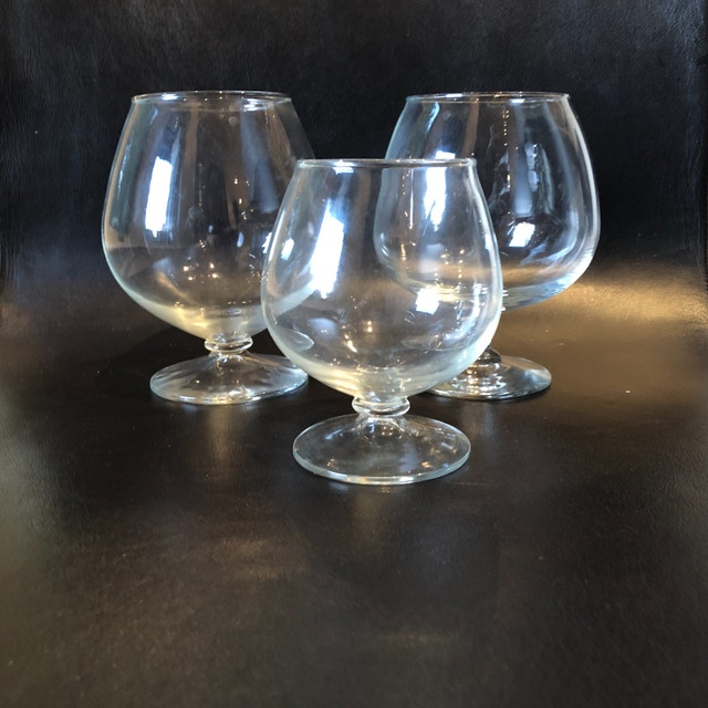 3 large brandy cognac snifters glasses.  Different sizes - photo 4