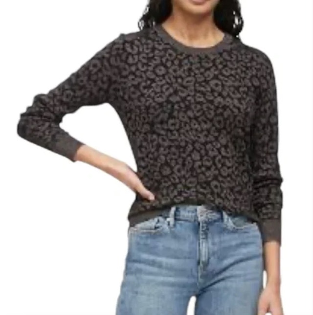 Banana Republic Black & Blue metallic leopard print sweater-XS - photo 2