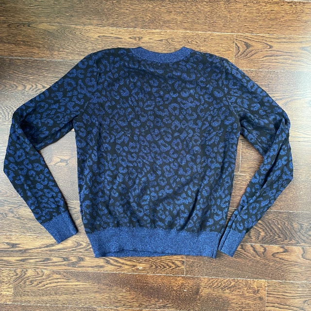 Banana Republic Black & Blue metallic leopard print sweater-XS - photo 4