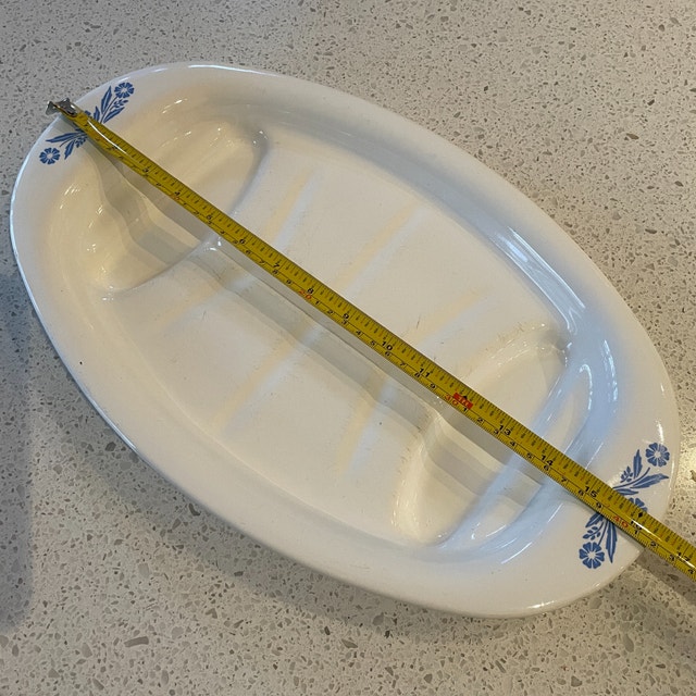 Vintage 60s Corning Cornflower Blue P19 oval meat/turkey Platter - photo 5