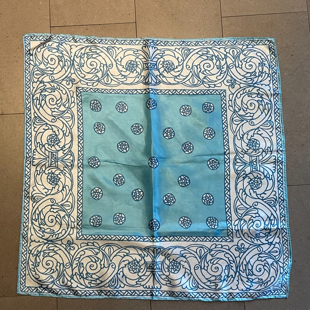 Vintage 60s Scarf by Vera Blue/White Swirl Pattern