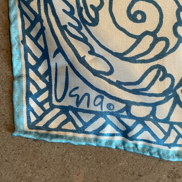 Vintage 60s Scarf by Vera Blue/White Swirl Pattern - photo 2