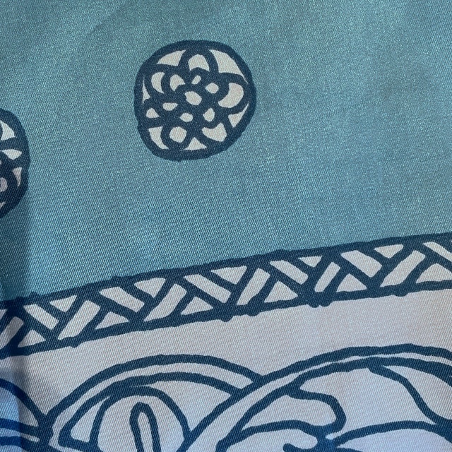 Vintage 60s Scarf by Vera Blue/White Swirl Pattern - photo 4