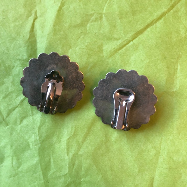 Vintage Sterling Silver button clip on earrings - photo 3
