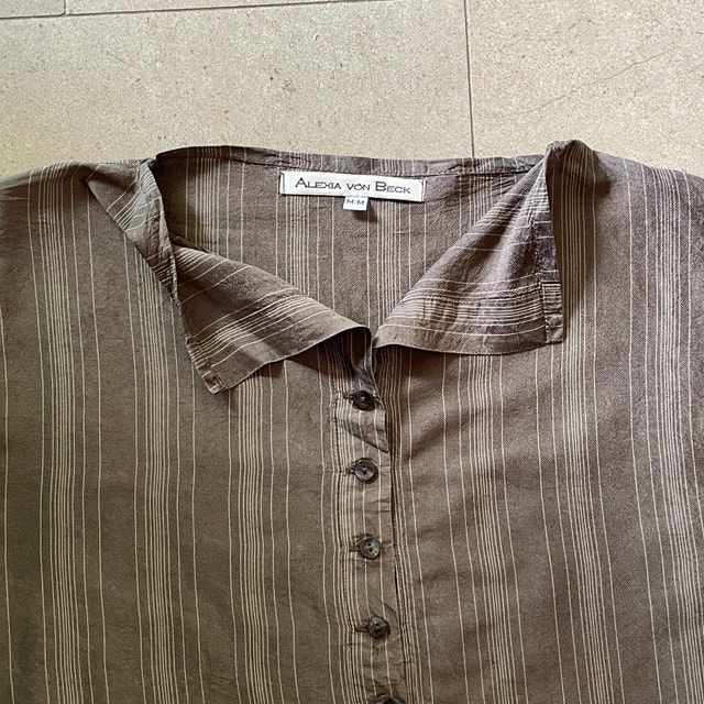 Alexia von Beck Silk Blouse Top w/ Raw Sleeve -MED - photo 4