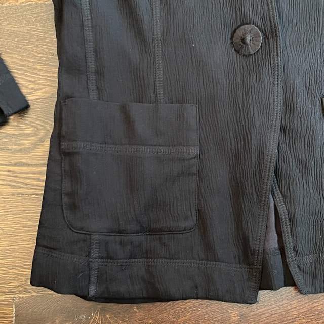Eileen Fisher Black Relaxed Crinkle Silk Blazer-Size XS - photo 3