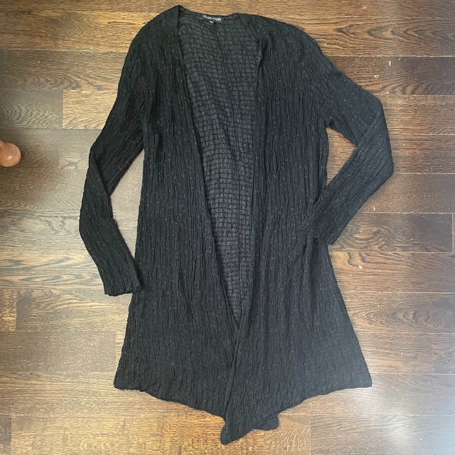 Eileen Fisher Black Silk Blend Cardigan-Size XS