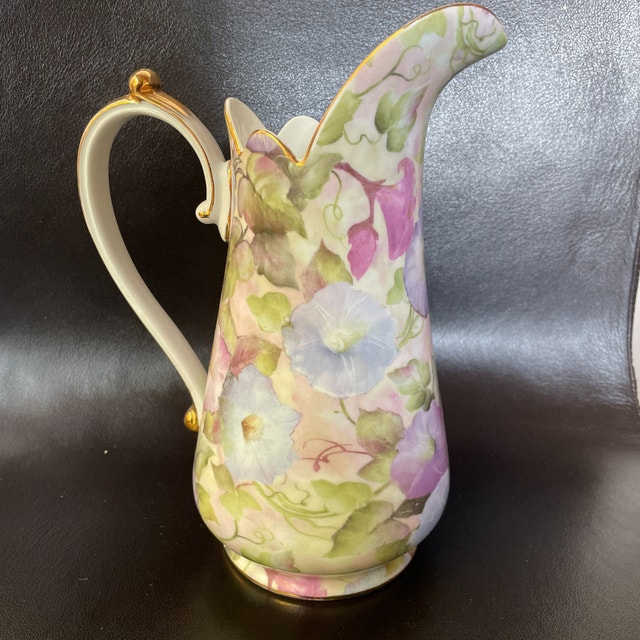 Skye McGhie Porcelain Pitcher-Morning Glory- 9”
