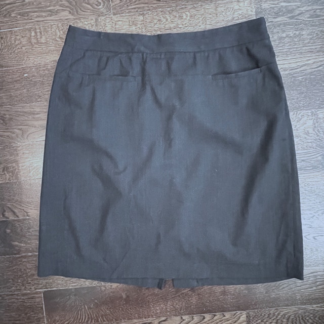 Vintage Theory Short Black Skirt-Slit pockets Wool/Cotton-Sz. 8
