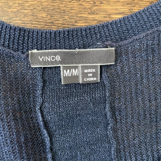 Vince V-neck Sheer Sweater-Blue-Silk/Cashmere-Size M - photo 2