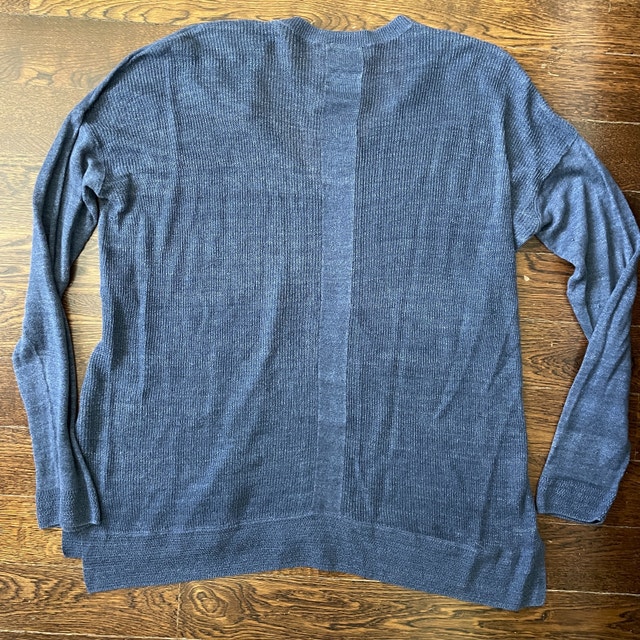 Vince V-neck Sheer Sweater-Blue-Silk/Cashmere-Size M - photo 4