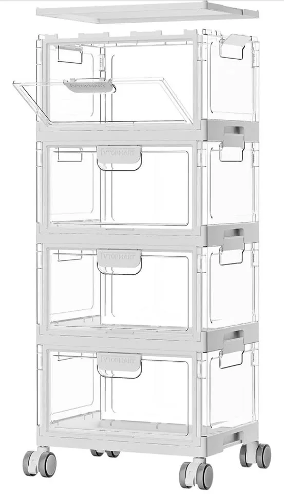 (New) 4 Tier Plastic Storage Bins with Lid 24QT thumbnail