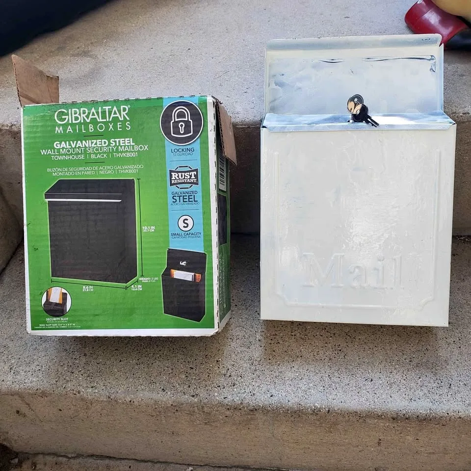 Gibraltar Locking Mailbox. Spray painted in white thumbnail