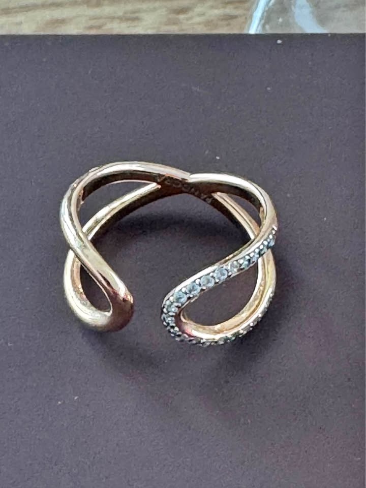 Authentic PANDORA Rose 14k Gold Wrapped Open Infinity Ring
