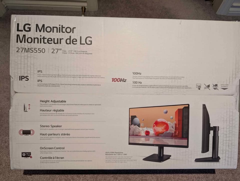 LG 27" FHD 100Hz Monitor + Box & HDMI - photo 2