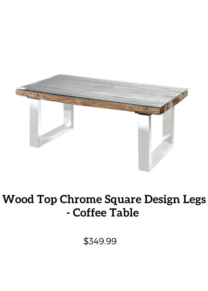 Wood Top Table Set with Chrome Square Legs & Glass Insert - photo 2