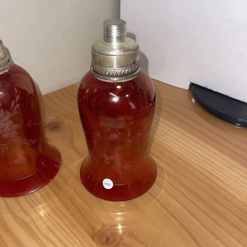 (2) Vintage Sterling Silver Cranberry Glass Candle Holders SHADE - photo 5