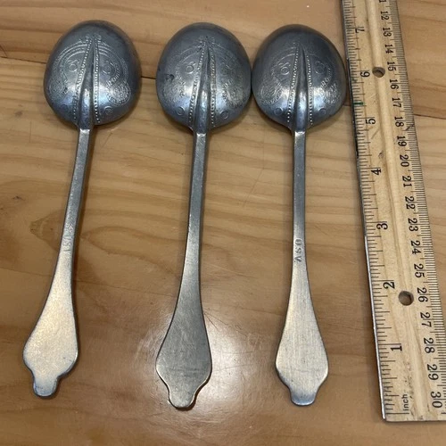 (3) PEWTER OSV OLD STURBRIDGE VILLAGE GR SPOON REPRO 3X - photo 4