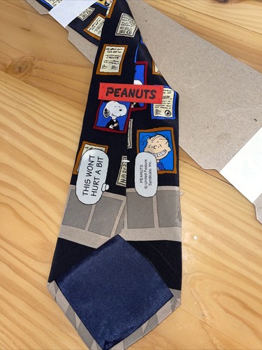 Peanuts Charlie Brown Snoopy Dentist Print Silk Tie. Vintage - photo 3