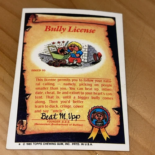 1985 Topps Garbage Pail Kids GPK Series 2 # 72b Brainy Brian - photo 2