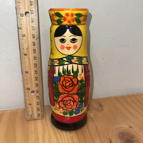 Vintage Rodnik Russian Lady Vodka Bottle Holder 6”