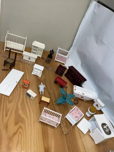 Vintage Dollhouse Miniatures Nursery Furniture