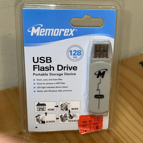 MEMOREX USB Flash Drive 128mb Grey 2007 New In Package Vintage