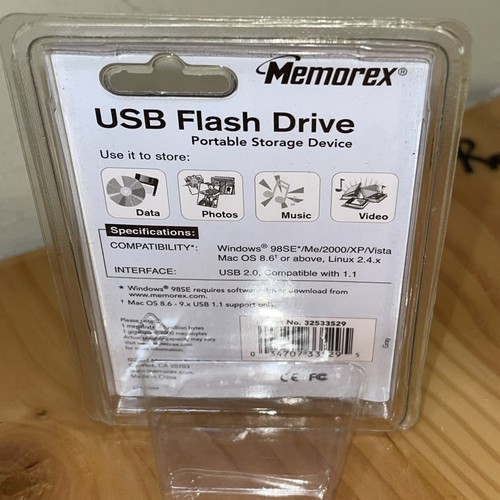 MEMOREX USB Flash Drive 128mb Grey 2007 New In Package Vintage - photo 2