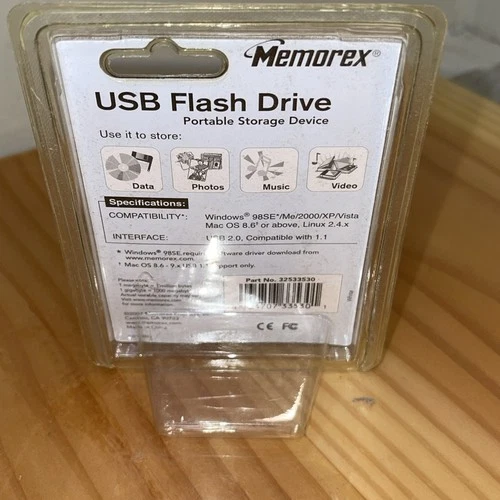 MEMOREX USB Flash Drive 128mb White 2007 New In Package Vintage - photo 2
