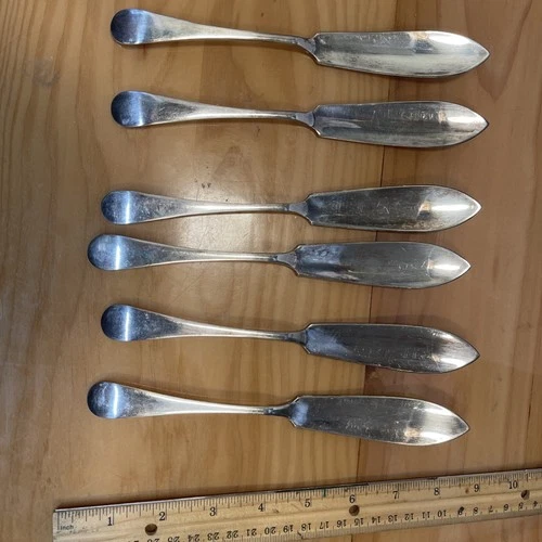 Antique M.L.J EPNS A1 Silver Plate 6 pc. Butter Knives Set
