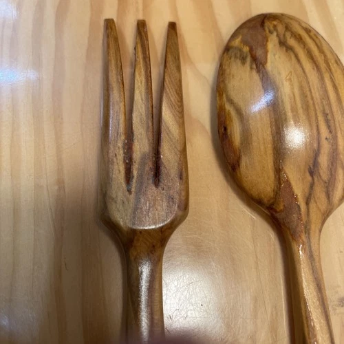 Salad Serving Set Sterling Handles Olive? Wood Baroque - photo 4
