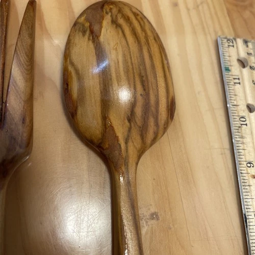Salad Serving Set Sterling Handles Olive? Wood Baroque - photo 5