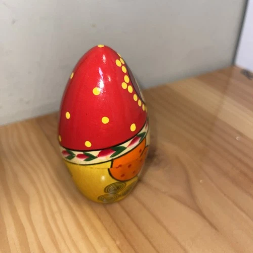 RUSSIAN KHOKHLOMA HAND PAINTED WOODEN EGG 4 1/8" #6 - photo 2