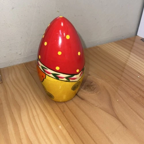 RUSSIAN KHOKHLOMA HAND PAINTED WOODEN EGG 4 1/8" #6 - photo 3